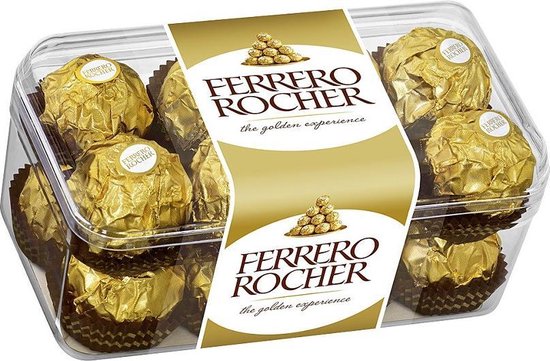 Ferrero Rocher chocolade - fijne wafeltjes met hazelnootvulling - 16 stuks x 5