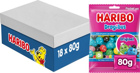 Haribo Dragibus Original - snoep in fruitsmaken - 18 x 80g