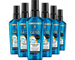 Gliss Aqua Revive Haarserum – Haarverzorging - Hydraterend – Glanzend & Zacht Haar - Droog Haar – Voordeelverpakking - 6x75 ml
