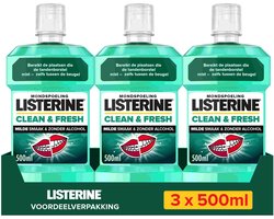 Listerine Mondwater Clean & Fresh - mondspoeling - zonder alcohol - 3 x 500 ml