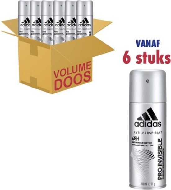 Adidas Men Deodorant Pro Invisible - 6 x 150ml - Voordeelverpakking