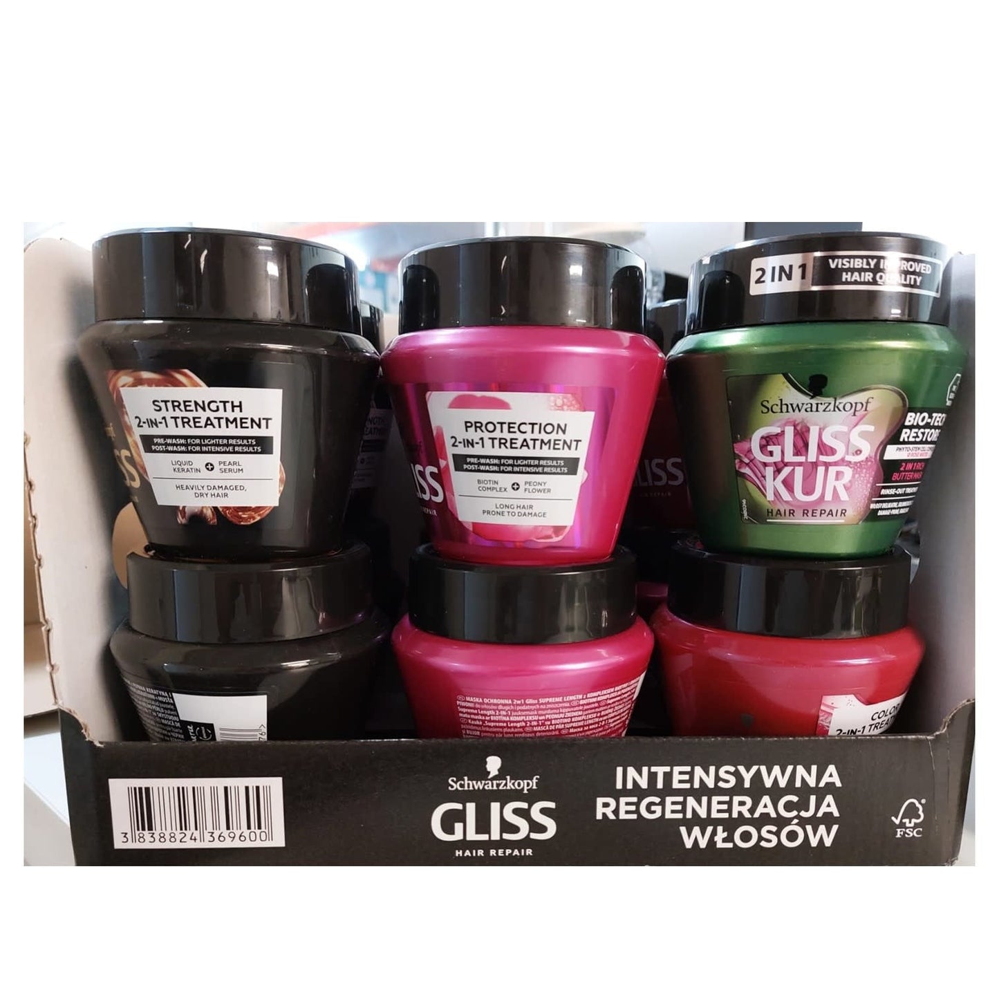 Gliss Kur - Display - Haarmasker - 4 Assortimenten - 12 Stuks