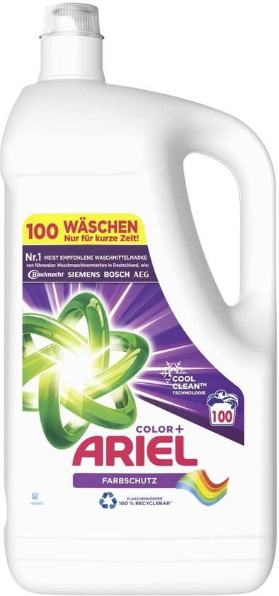 Ariel Color+ Vloeibaar Wasmiddel – 5 Liter – 100 Wasbeurten – Fris & Krachtig – Color wasmiddel Grootverpakking