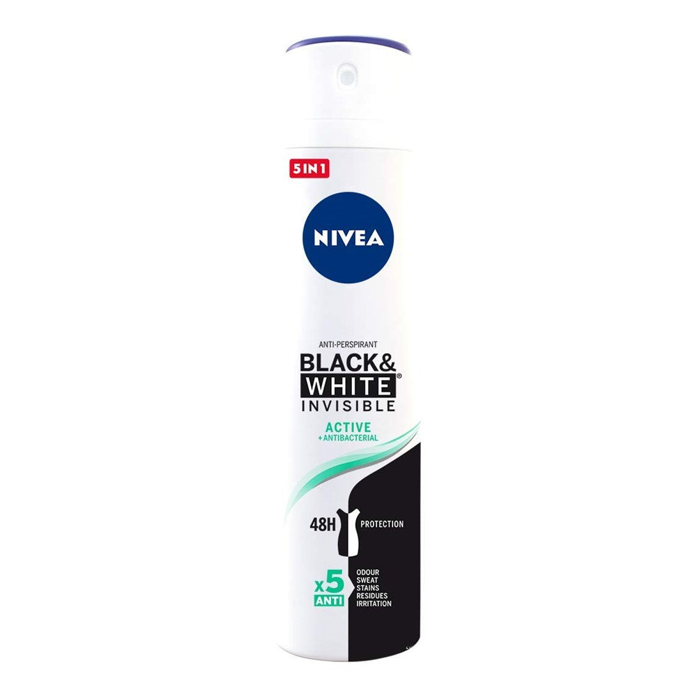 Nivea - Deodorant - Spray - Black & White Invisible - Active + Antibacterial - 150ml