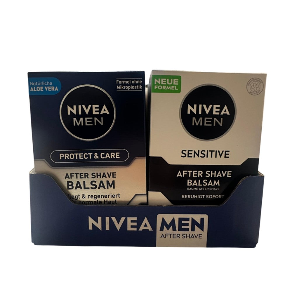 Nivea Men - Display - Aftershave - 5x Protect & Care + 7x Sensitive - 2 Assortimenten - 12 Stuks