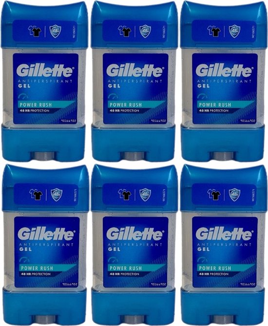 Gillette Power Rush Anti-transpirant Deodorant Clear Gel Stick 6x70ml voordeelverpakking