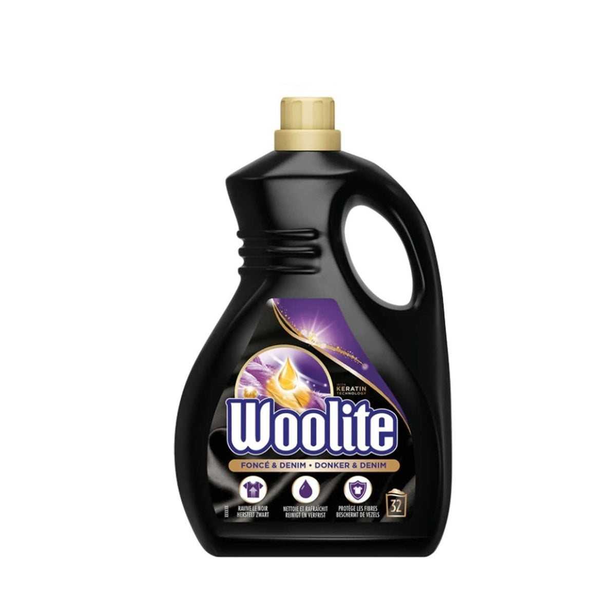Woolite - Wasmiddel - Vloeibaar - Zwart, Donker, Denim - 32Wb/1,9L