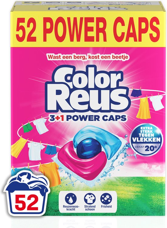 Color Reus Power Cap - Wasmiddel Capsules - Gekleurde Was - Voordeelverpakking - 52 Wasbeurten