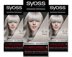 Syoss - 10-15 - Haarverf - Permanente Haarkleuring - Titanium - Grijsdekking - Voordeelverpakking - 3 stucks