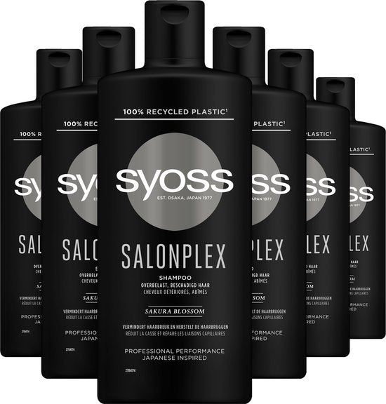 SYOSS SalonPLEX Shampoo – Beschadigd Haar – Herstellend – Vermindert Haarbreuk - Voedend – Grootverpakking - 6x 440 ml