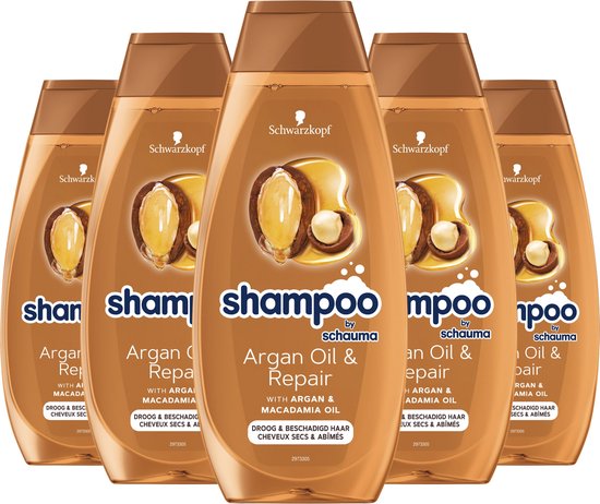 Schwarzkopf Shampoo Oil Repair - Haarverzorging - Argan Olie - Macademia Olie - Herstelt en Voedt - Droog en Beschadigd Haar - Voordeelverpakking - 5x 400ml