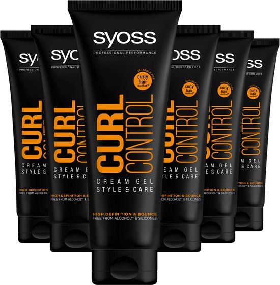 Syoss Curl- Control Cream Gel - Haarstyling - Perfecte Kurldefinitie - Hydraterend - Curly Girl Method - 48u Style-controle - Krullend Haar - Voordeelverpakking - 6x250 ml