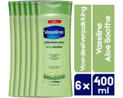 Vaseline Aloe Soothe (Aloe Vera) Bodylotion | 6 x 400 ml voordeelverpakking | Frisse bodylotion