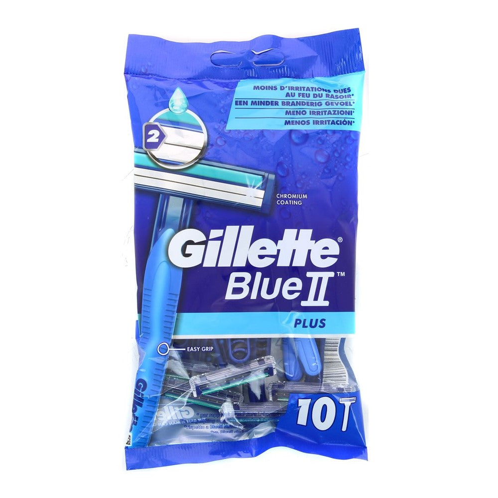 Gillette Blue II Plus - Scheermesjes - 2 Messen - Chromium - 10 Stuks