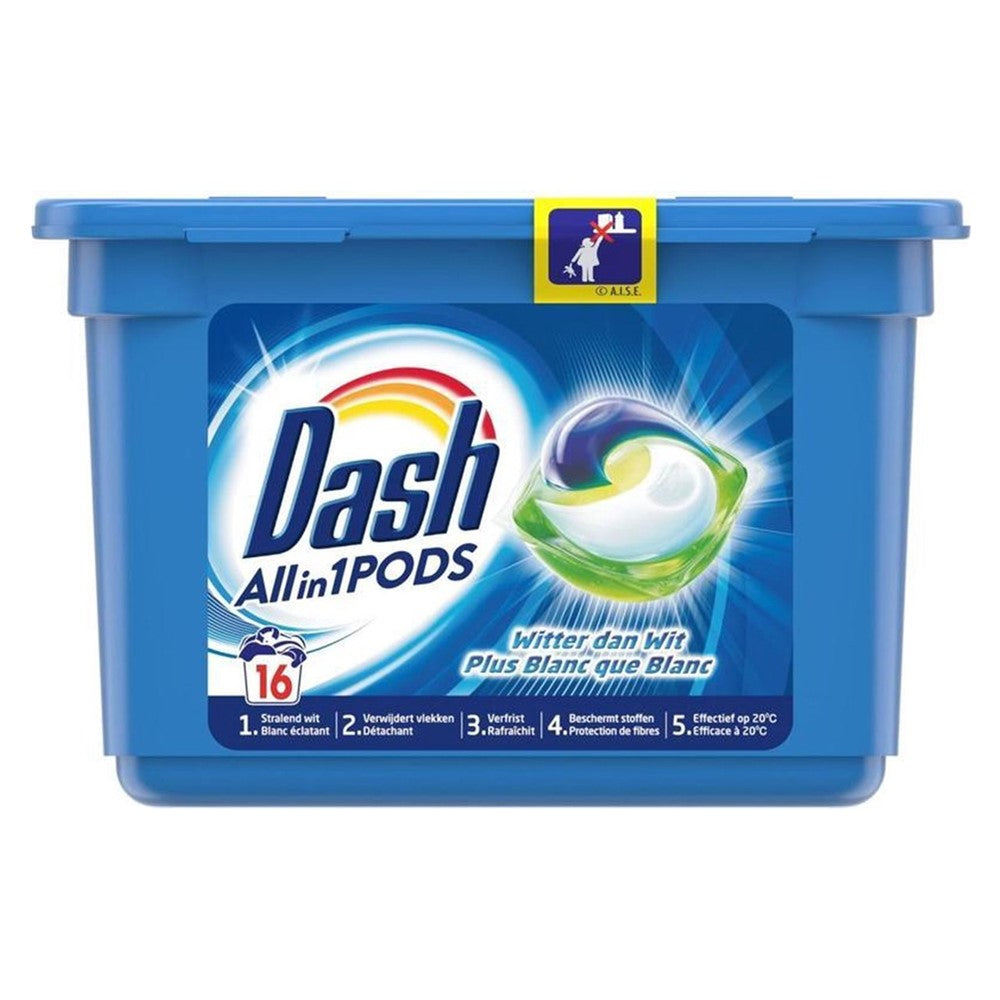 Dash - Wasmiddel - Pods - All in 1 Pods - Witter dan wit - 16Wb/403,2g