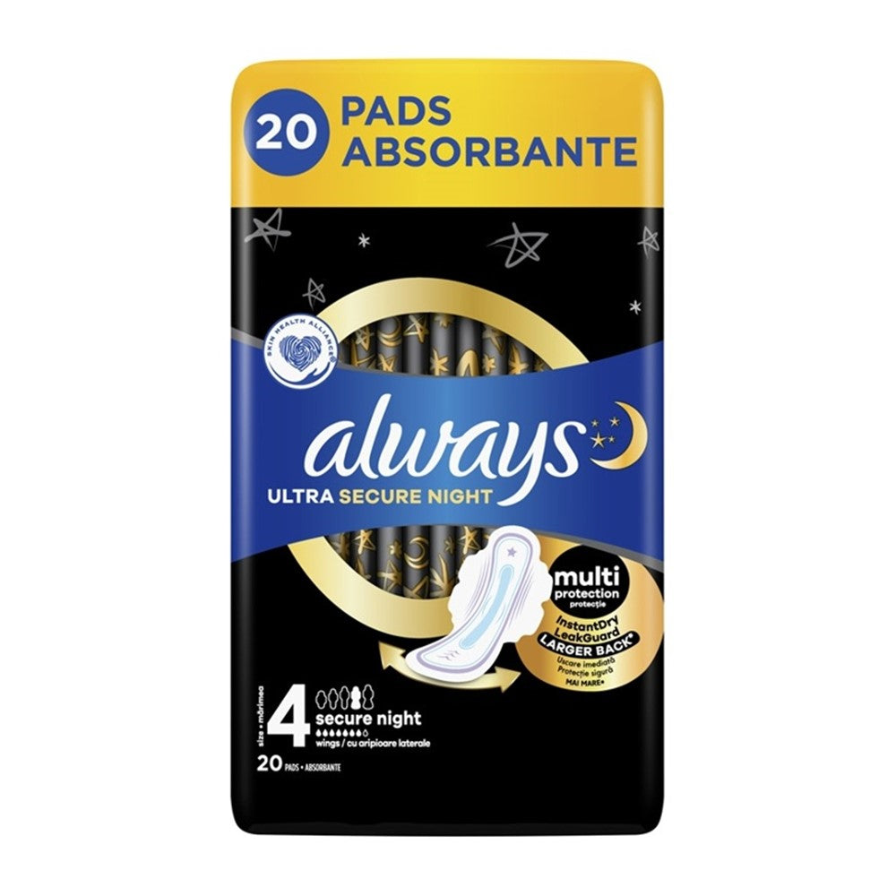 Always Ultra - Maandverband - 4 Secure Night - With Wings - 20 Stuks
