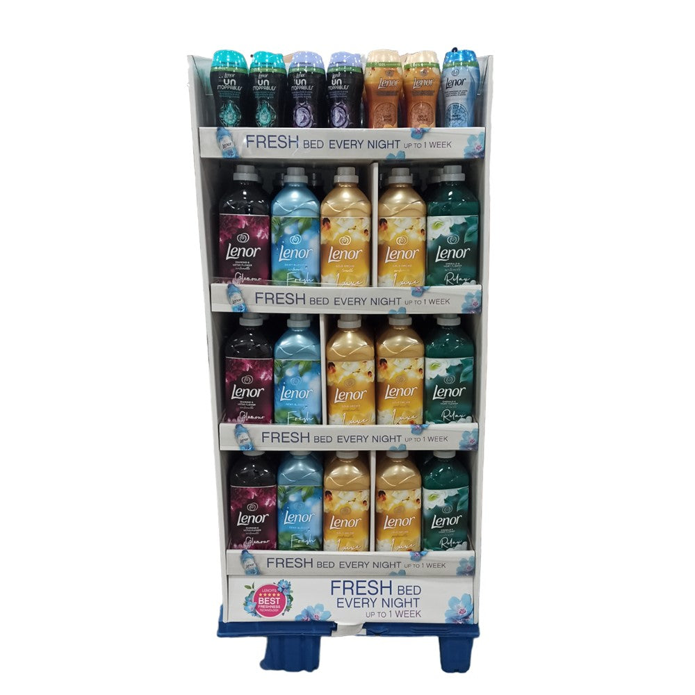Lenor - Display - Wasverzachter - 8 Assortimenten - Wasverzachter & Wasparfum - 100 Stuks