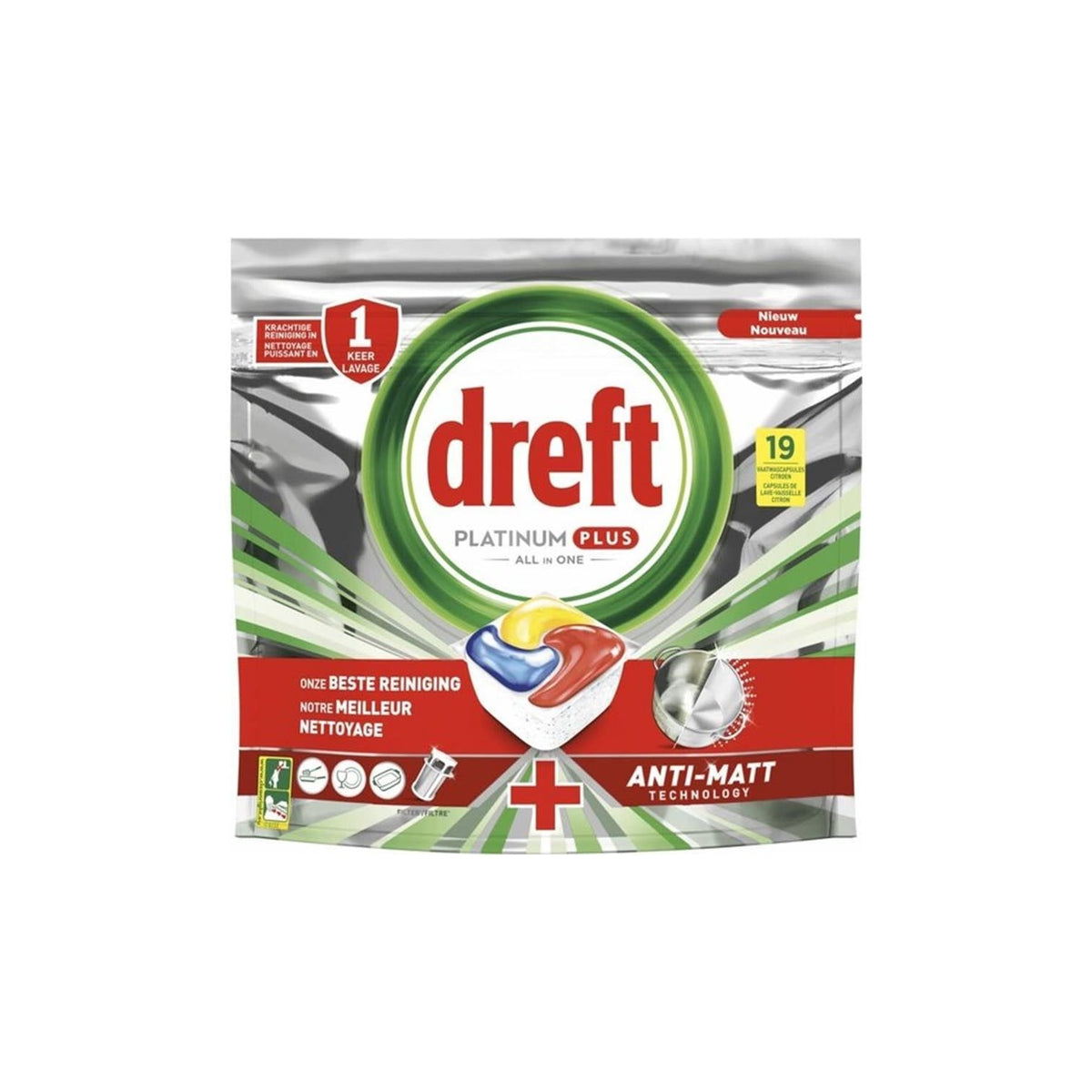Dreft Platinum Plus - Vaatwas - Pods - Lemon - 19 Stuks