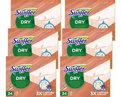 Swiffer Vloerreiniger Droge Doekjes Voor Parket - Voordeelverpakking 6 x 34 Navullingen
