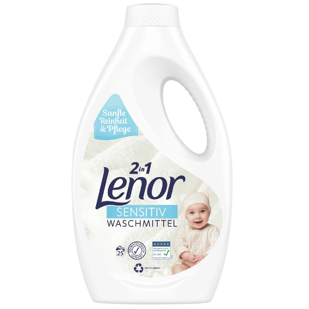 Lenor 2 in 1 - Wasmiddel - Vloeibaar - Sensitiv - 25Wb/1375ml