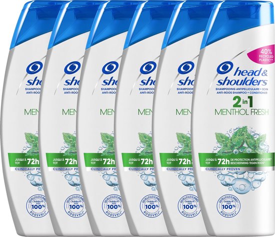 Head & Shoulders Menthol Fresh 2-in-1 - Voordeelverpakking 6 x 480 ml - Anti-roos Shampoo