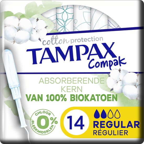 Tampax Cotton Protection Compak Regular Tampons - Tampons met Inbrenghuls - 14 stuks