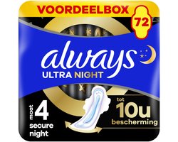 Always Ultra Maandverband Secure Night (maat 4) Met Vleugels 72 Maandverbanden