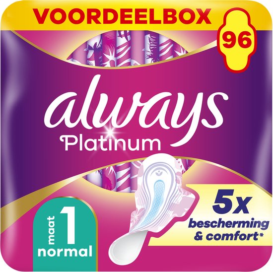 Always Platinum Normal - Maat 1 - Maandverband Met Vleugels - 96 stuks