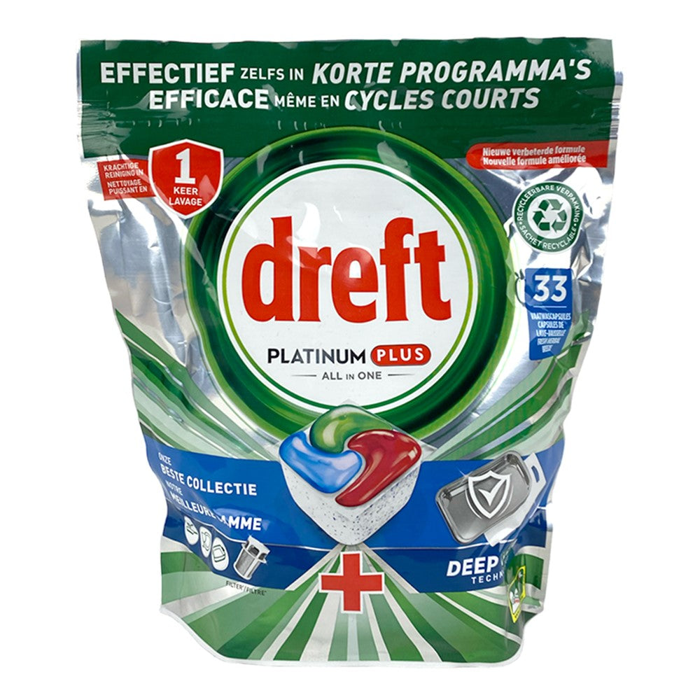 Dreft Platinum Plus - Vaatwas - Capsule - Allin1 - Deep Clean - 33Wb/512g