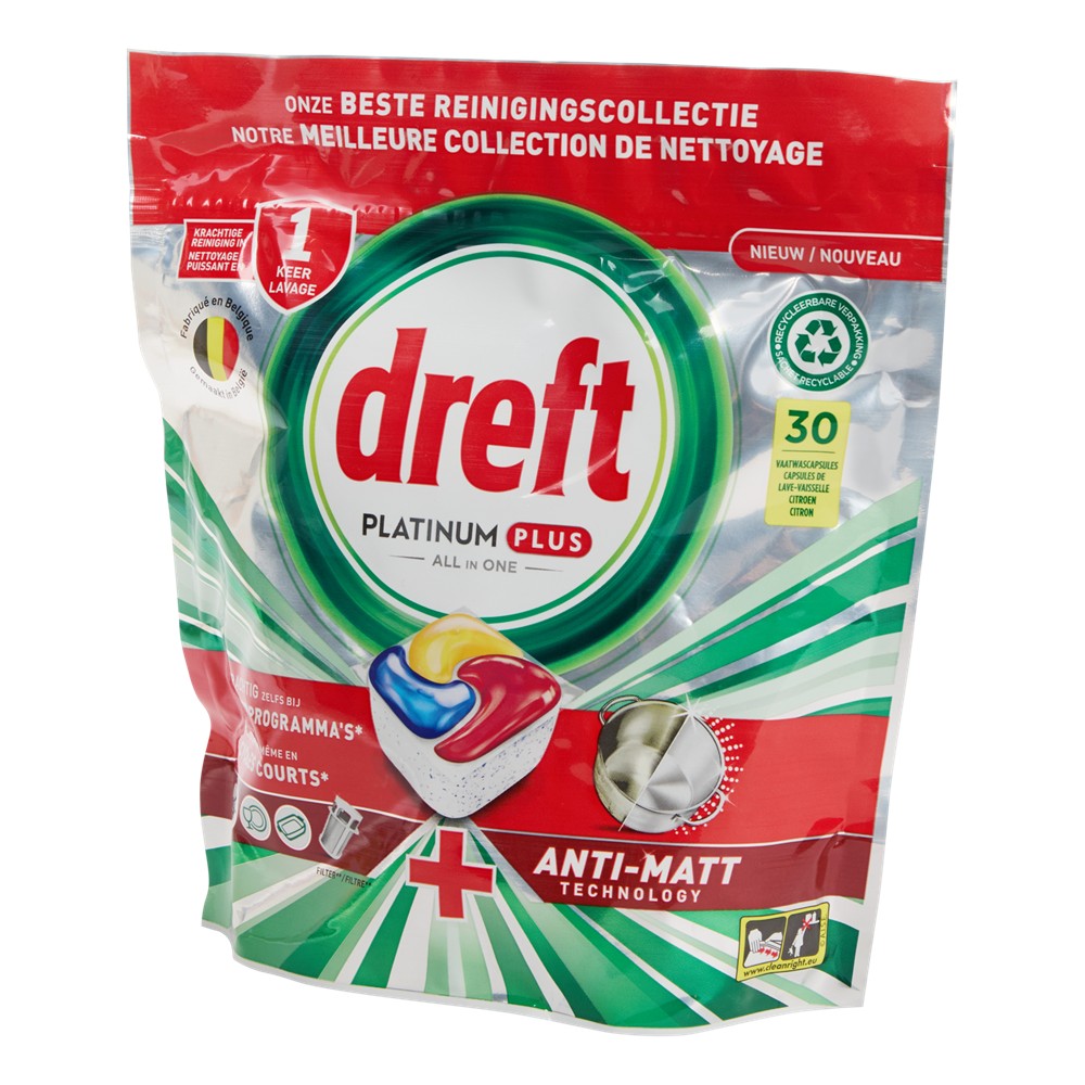 Dreft Platinum - Afwasmiddel - Capsule - All-in 1 - Lemon - 30Wb/465g