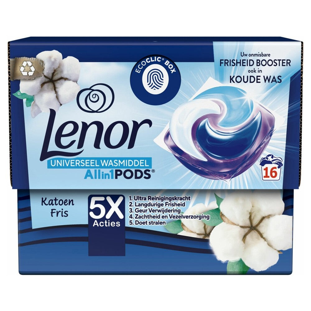 Lenor - Wasmiddel - Pods - All-in 1 - Katoen Fris - 16Wb/382.4g