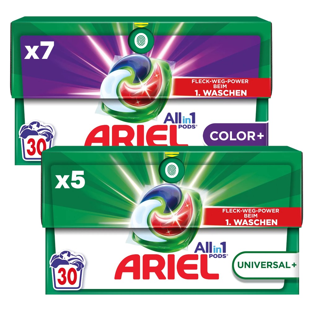 Ariel - Display - Wasmiddel - Pods - 7xColor+ - 5xUniversal+ - 2 Assortimenten - 12x30Wb