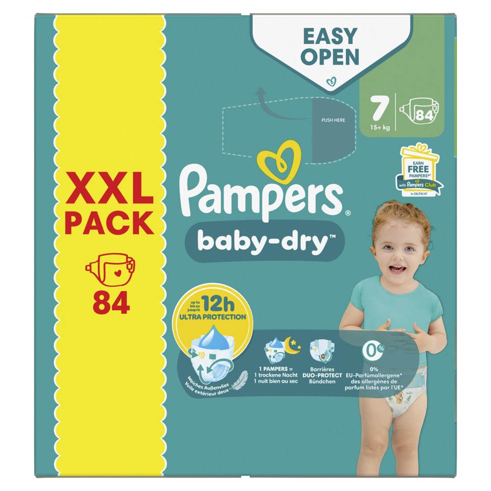 Pampers Baby-Dry - Luiers - Size 7 - 15+ kg - XXL Pack - 12h Protection - 84 Stuks