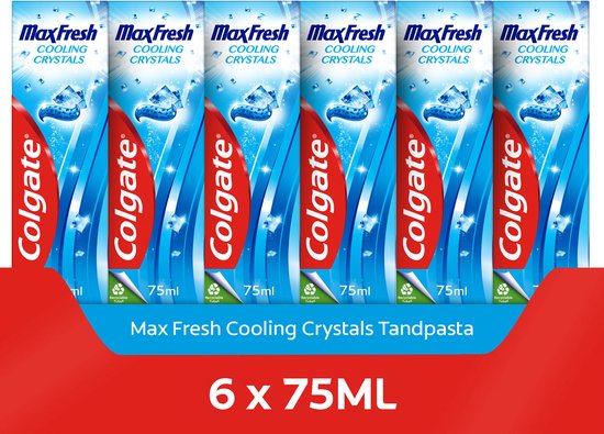 Colgate Max Fresh Cooling Crystals Tandpasta - 6 x 75ml - Voor Een Frisse Adem - Voordeelverpakking