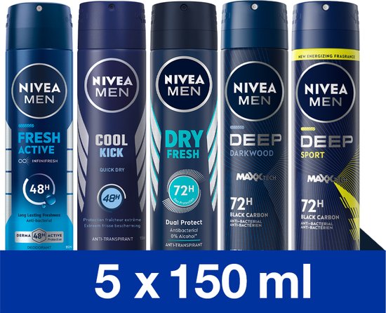 NIVEA Deodorant Spray Mix Set - 5 Unieke NIVEA Geuren - Voordeelverpakking - 5 Stuks