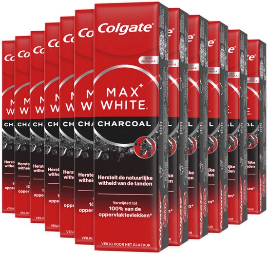 Colgate Tandpasta Max White Active Charcoal - 12 x 75 ml - Voordeelverpakking