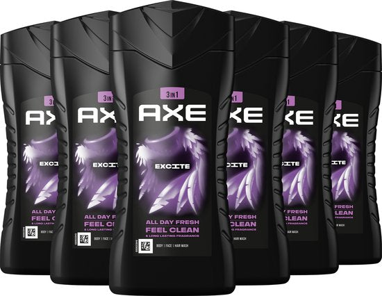AXE 3-in-1 Douchegel - Excite - 6 x 250 ml - Voordeelverpakking