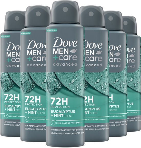 Dove Men+Care Advanced Anti-Transpirant Deodorant Spray - Eucalyptus + Mint - neutraliseert geurtjes en verzorgt je huid - 6 x 150 ml