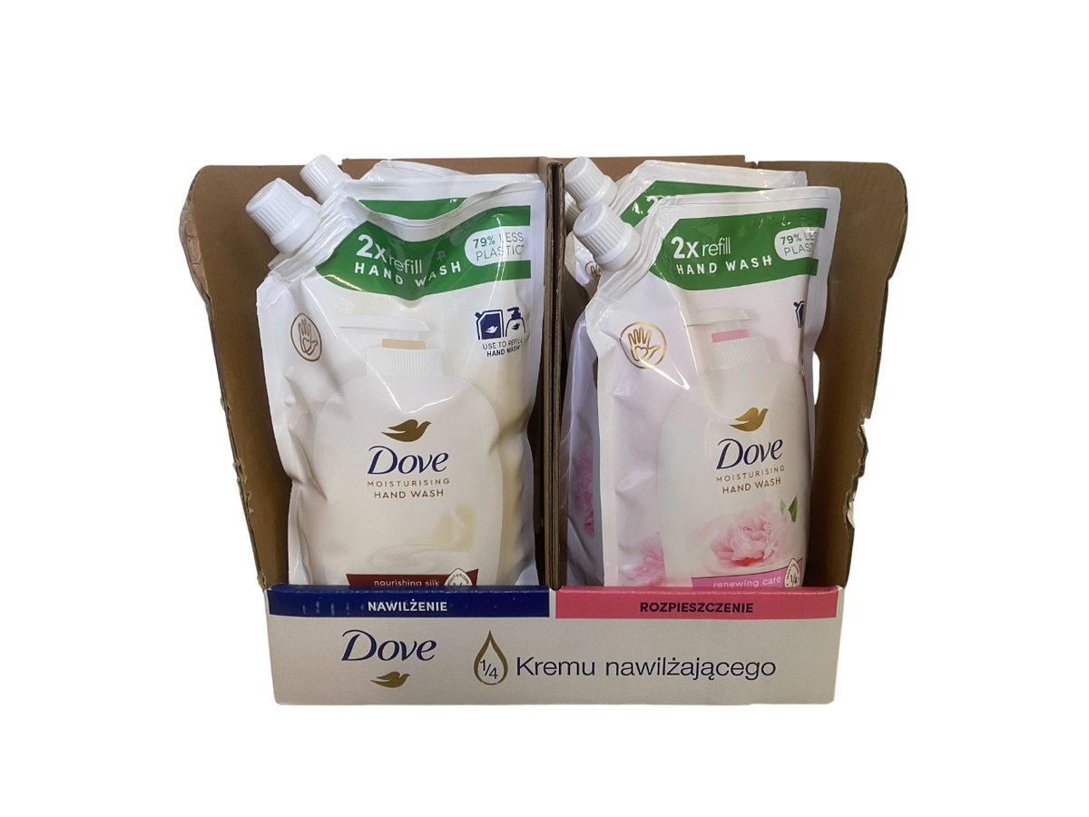 Dove - Display - Handzeep - 2 Assortimenten - Renewing Care & Nourishing Silk - 8 Stuks