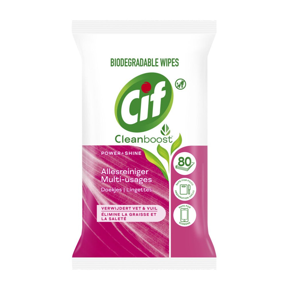 Cif - Allesreiniger - Doekjes - Cleanboost - Power + Shine - 80 Stuks