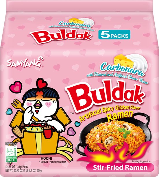 SAMYANG HOT CHICKEN RAMEN (CARBONARA) MULTI 5X130GR (HALAL)