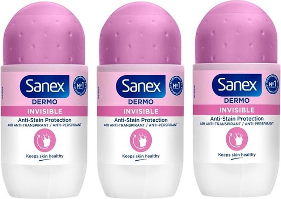 Sanex - Deodorant - Roller - pH Balance Dermo - Invisible - 50ml x 3