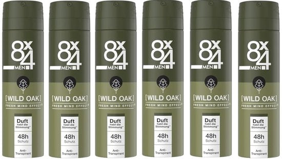 8x4 Deodorant Spray No 8 Wild Oak 150 ml - Voordeelverpakking 6 stuks