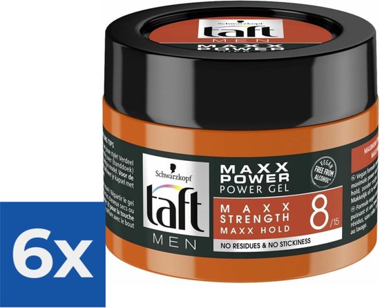 Taft Men Power Gel Maxx Power Hold 8 250 ml - Voordeelverpakking 6 stuks