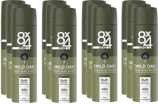 8x4 Deodorant Spray No 8 Wild Oak 150 ml - Voordeelverpakking 12 stuks