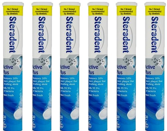 Steradent Kunstgebit Reinigingstabletten - Active Plus - 6 x 30 Tabletten = 180 stuks - Voordeelverpakking