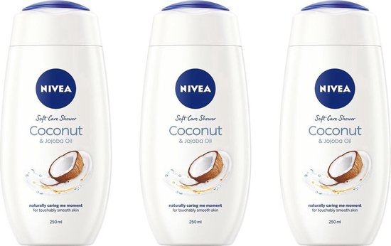 NIVEA Douche Crème Care & Coconut - Zijdezacht & Kokosgeur - Extra Verzorging Voor De Huid - 3x250ml
