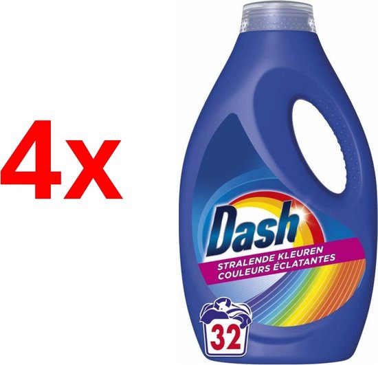 4x Dash Gel Color Vloeibaar Wasmiddel Stralnde Kleuren 32w 1440ml