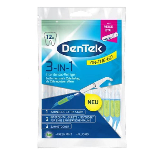 Dentek - Flosser - 3in1 Interdantal Cleaner - Fresh Mint & Fluoride - 12 Stuks