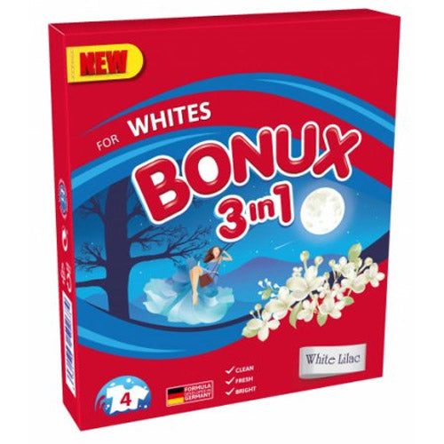 Bonux - Wasmiddel - Waspoeder - For Whites - 3 in 1 - 4Wb/400g